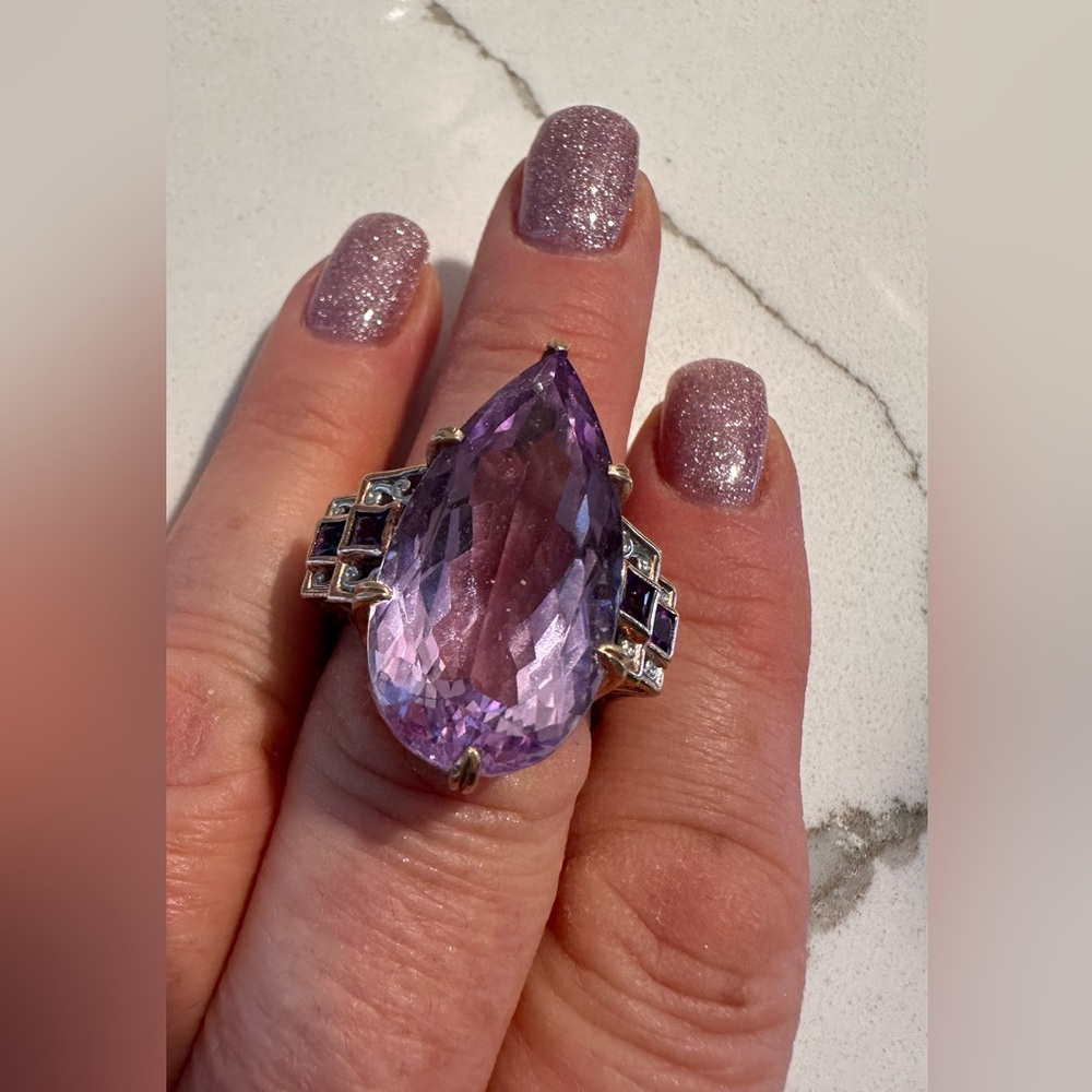 Large Natural Amethyst Statement Ring - image 4